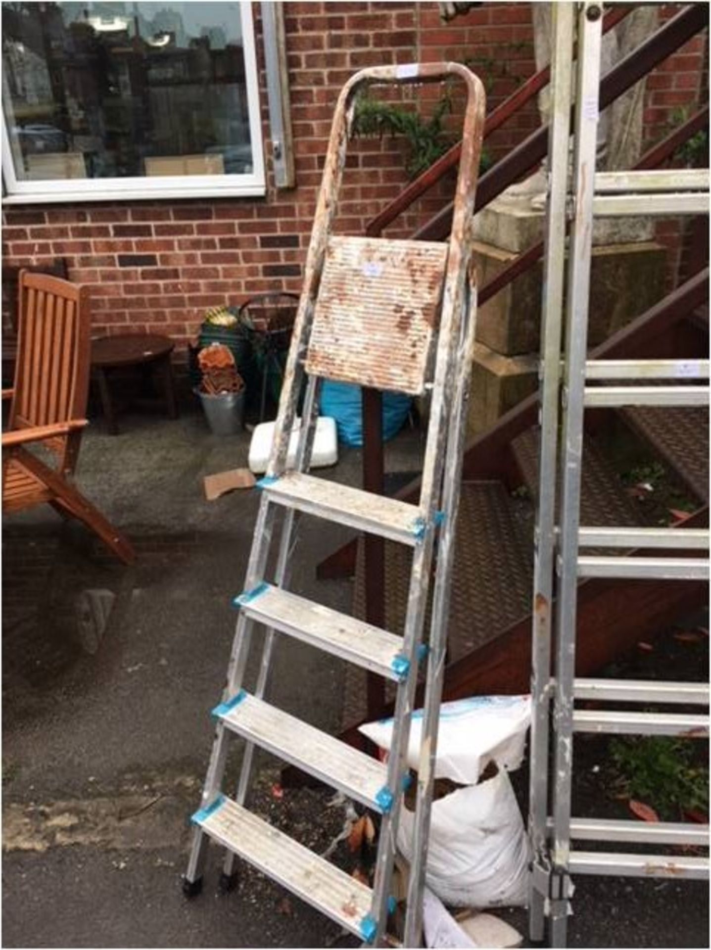 Four Tread Folding Aluminium Ladder and Two Tread