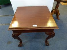 Mahogany Square Topped Side Table on Claw & Ball F