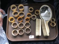 Collection of Ivorine Napkin Rings, Brushes and Ha