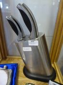 Set of five Stainless Steel Knives in Stand