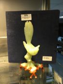 Carved Jadeite Bird Figurine with Presentation Cas