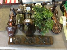 Dutch Carved Wood Wall Lights and Flower Hangers