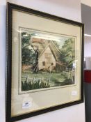 Framed Watercolour - Country Farm signed S.F. Hitc