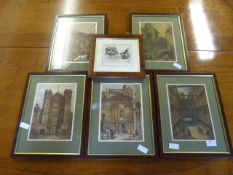 Set of Five Victorian Coloured Prints by Waldo Sar