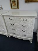 White Painted Two over Three Chest of Drawer with
