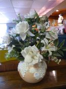 Pottery Vase and Artificial Flowers