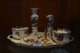 Pottery Dressing Table Set with Parrot Decoration