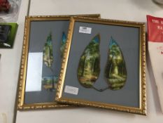 Framed Hand Painted Leafs with Woodland Scenes