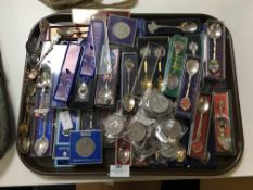 Collection of Commemorative Teaspoons and Coins