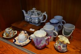 Shaving Mugs, Cabinet Cups & Saucers, Teapot and Cigarette Box