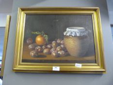 Gilt Framed Oil on Canvas - Still Life Fruit