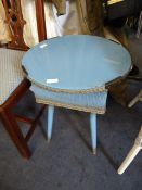 Wicker Sewing Table with Glass Top