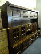 Large Oak Wall Unit with Paneled Doors