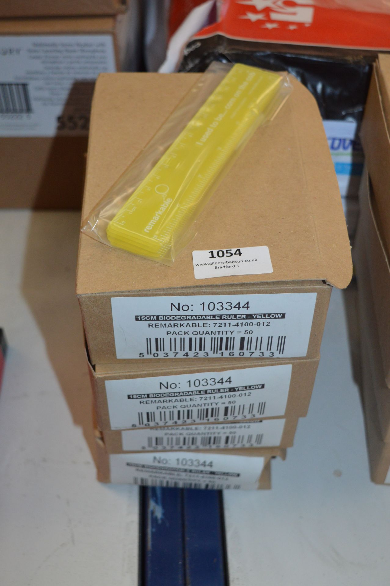 Four Boxes Containing 50 Biodegradable 15cm Yellow Rulers