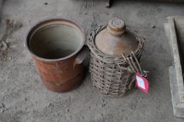 Earthenware Vessel with Lid and a Earthenware Container