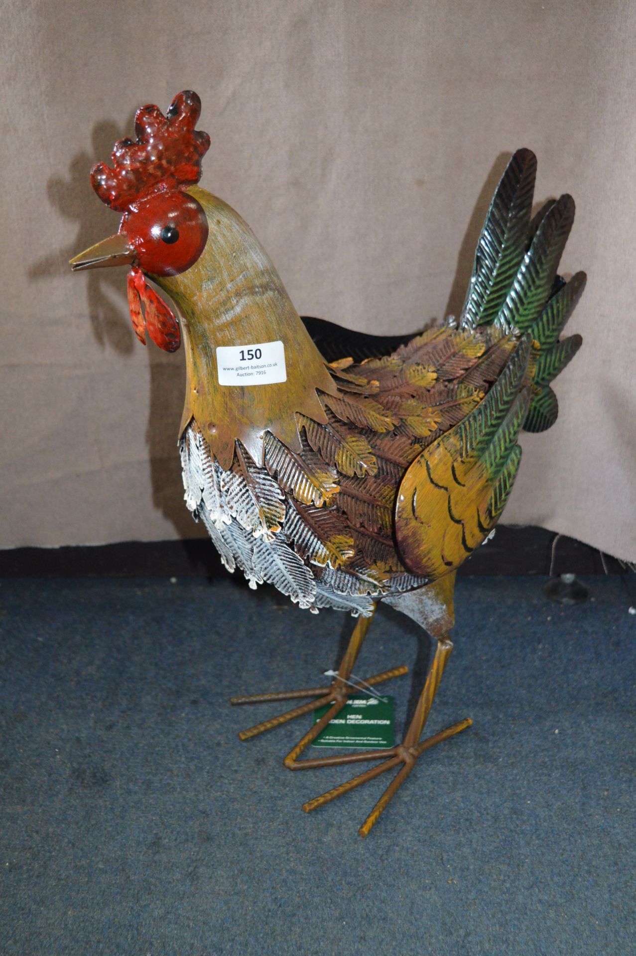 *Ornamental Painted Metal Chicken