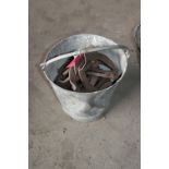 Galvanised Bucket Containing Horseshoe