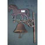 Cast Iron Wall Mounted Bell with Horse Decoration