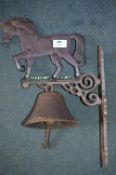 Cast Iron Wall Mounted Bell with Horse Decoration