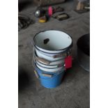 Six Enamel Buckets