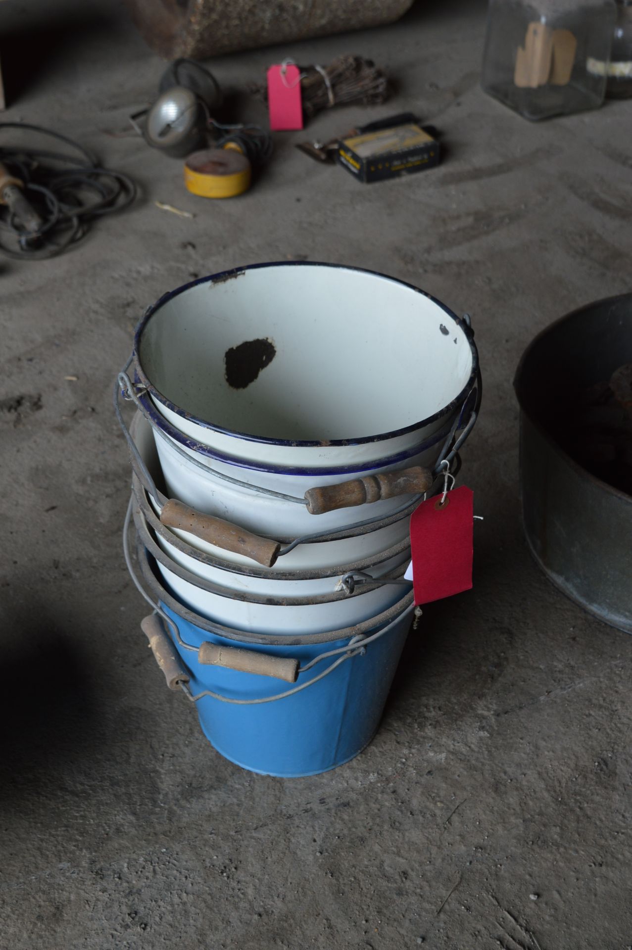 Six Enamel Buckets