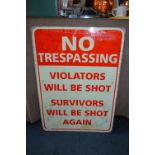 *70x50cm Metal Sign - No Trespassing