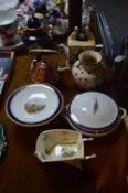 Pottery Including Cake Plate, Vase, Lidded Vase, D