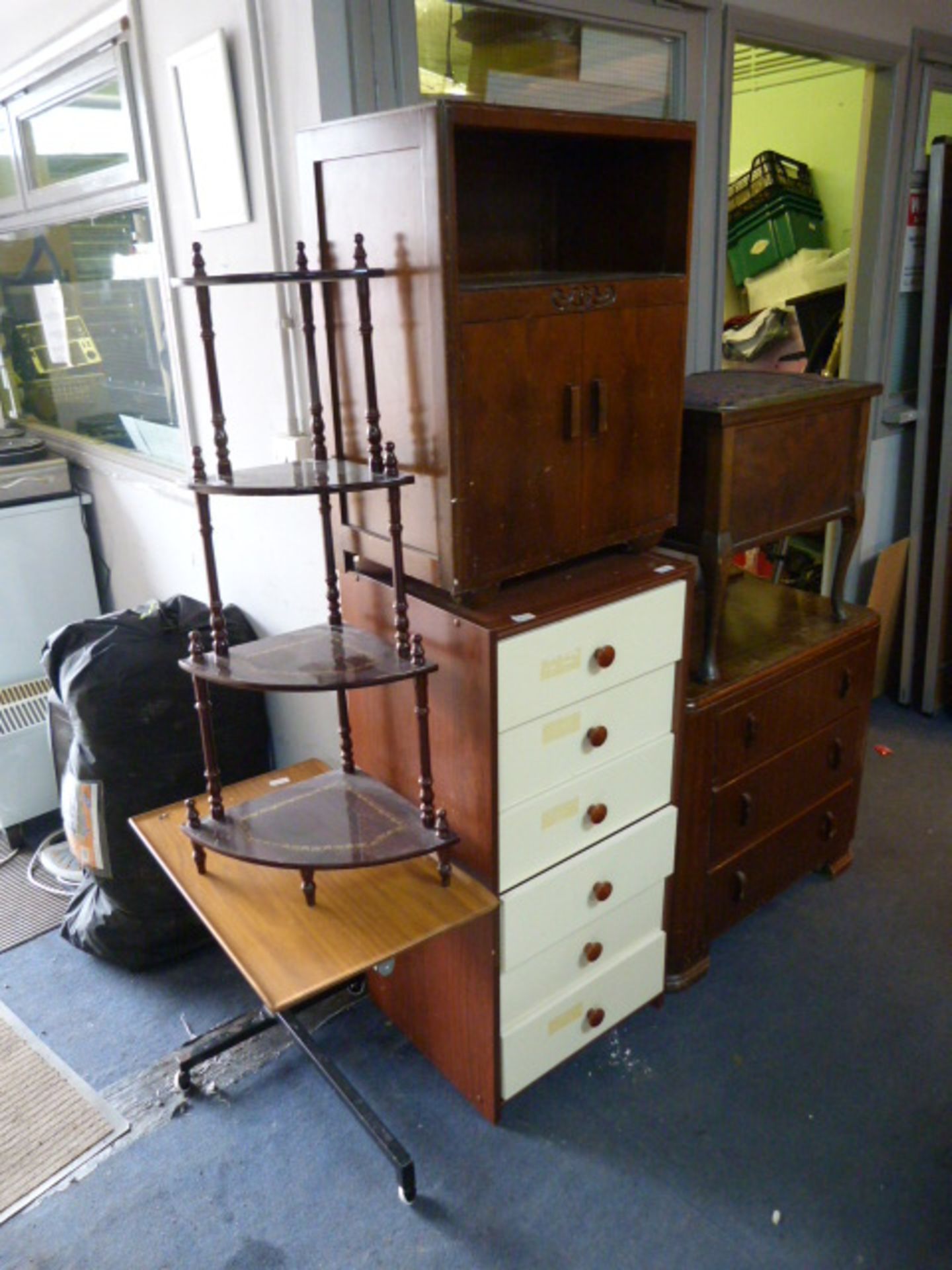 Six Items Including Two Chest Drawers, Side Cabine