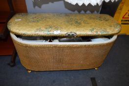 Wicker Ottoman and Contents of Kitchen Items; Toas