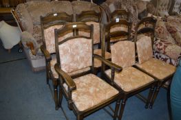 Set of Four Beech Framed Dining Chairs with Two Ar
