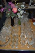 Table Lot of Glassware, Drinking Glasses, Fruit Bo