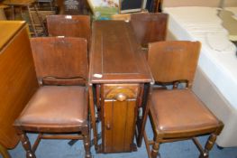 Oak Cupboard End Drop Leaf Dining Table and Four C