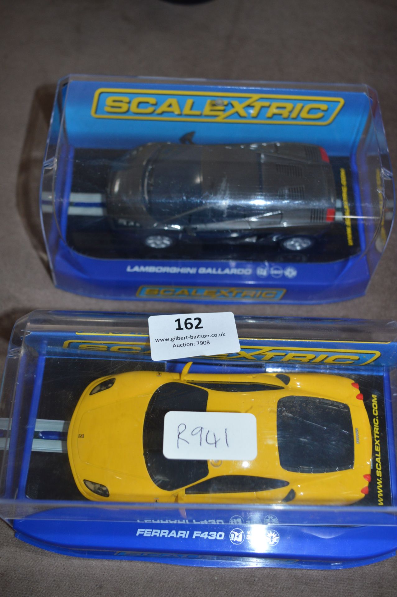 Two Scalextrics Model Cars - Ferrari and Lamborghi