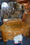 Walnut Kidney Shaped Dressing Table and Tall Boy