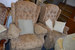 Pair of Brown Leaf Upholstered Electric Reclining