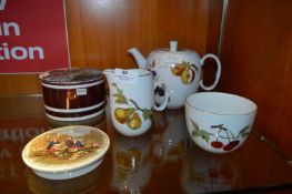 Royal Worcester Evesham Tea Set, Lidded Jar and a