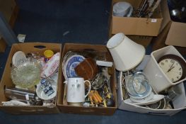 Three Boxes of Kitchenware; Cutlery, Coffee Pot, M