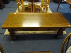 Rectangular Oak Coffee Table with Two Drawers