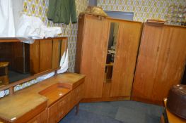 Teak Bedroom Suite; Two Wardrobes and a Dressing T