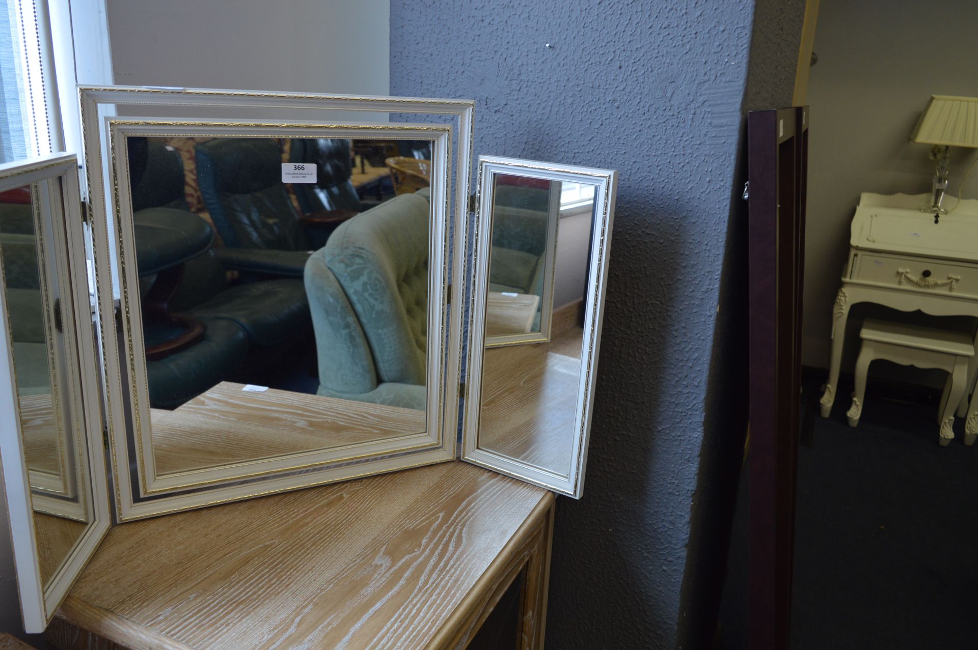White and Gilt Framed Dressing Table Mirror