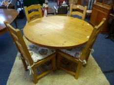 Circular Pine Dining Table on Pedestal Base with F