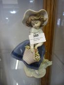 Lladro Figurine - Girl with Basket of Flowers