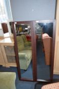 Pair of Leatherette Framed Wall Mirrors
