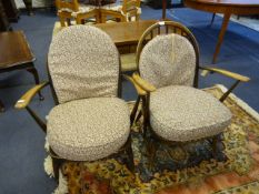 Pair of Ercol Stickback Armchairs
