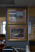 Pair of Gilt Framed Prints - Puppet Show and Hunt