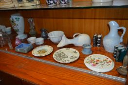 Selection of Antique Pottery Items, Glass Vases, J