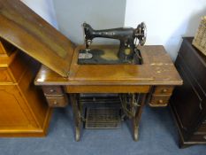 Oak Cased Singer Sewing Machine Table