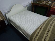 White & Brass Double Bed with Matress and Headboar