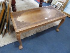 Indian Teak Wood Carved Top Coffee Table