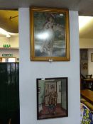 Two Framed Woolwork Pictures - Victorian Girl and